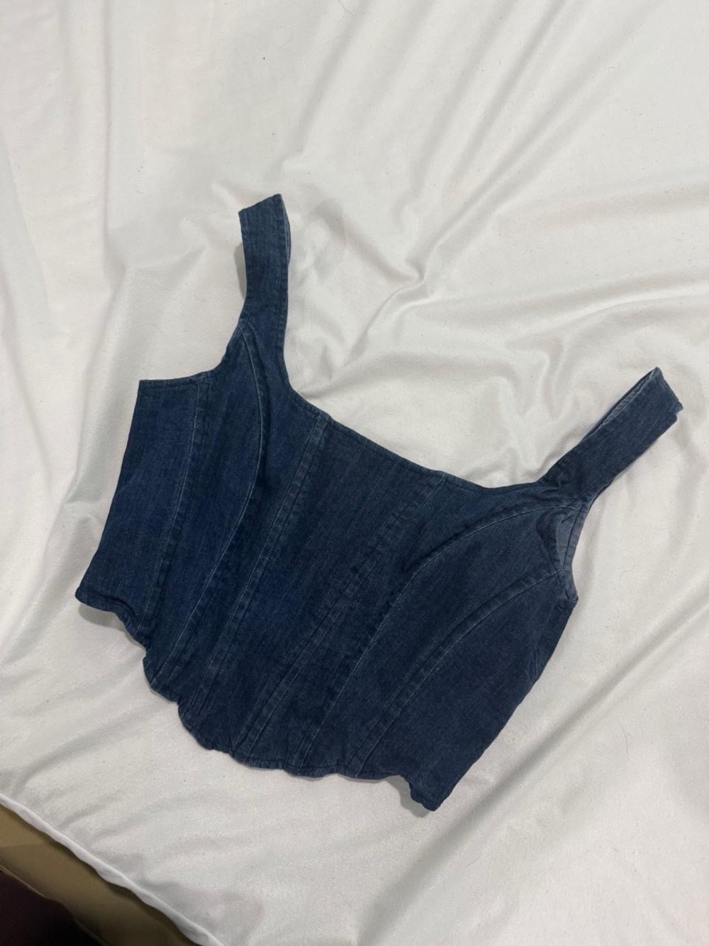 💙 Mi Ami for Francesca’s Denim Corset Crop Top — Dark Wash | Size Small 💙
